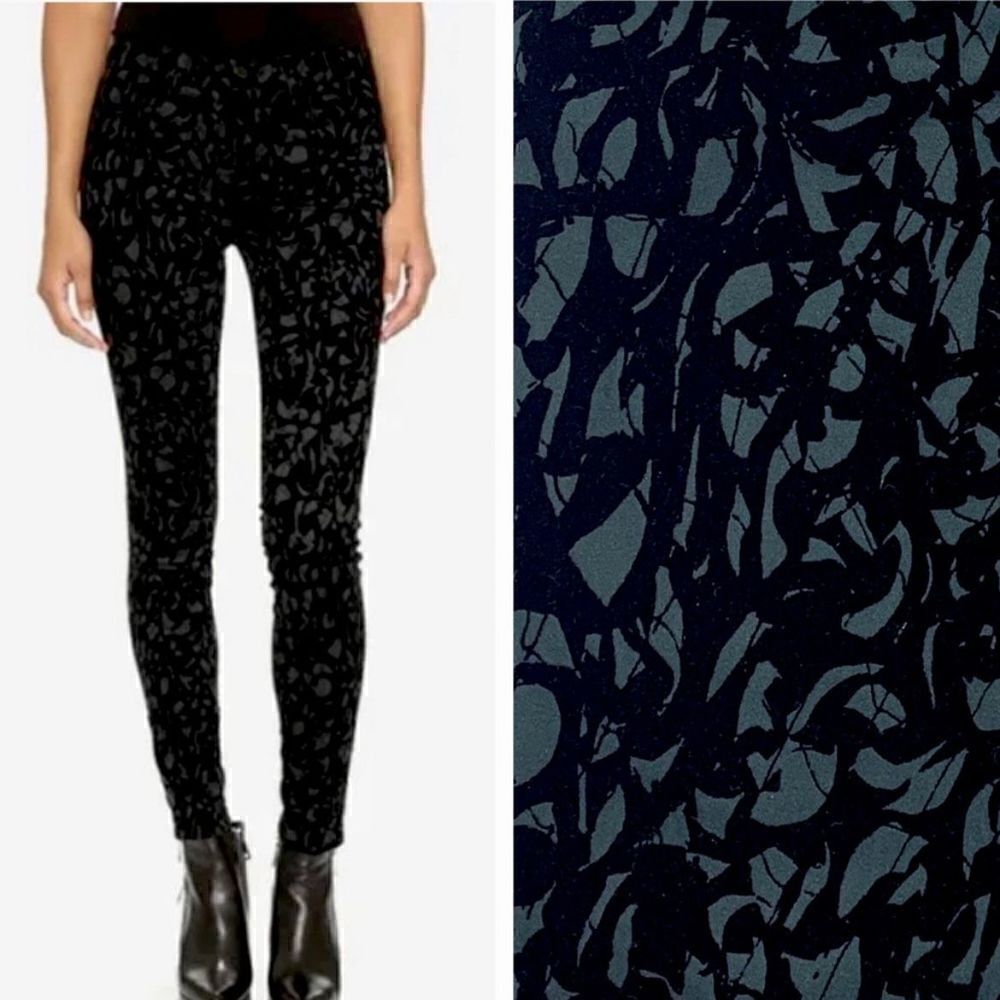 J Brand, Olive Brocade 620 Super Skinny Jean Patterned Burnout Velvet Women’s 24